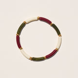 Bracelet Marza – Ecru, bordeaux & olive