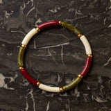 Bracelet Marza – Ecru, bordeaux & olive