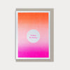 Carte d'anniversaire en risographie – Orange & Rose fluo
