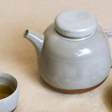 Théière en argile rouge  émaillée grise