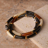 Bracelet Marza – Noir, ivoire & ambre - Pigments