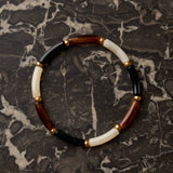 Bracelet Marza – Noir, ivoire & ambre - Pigments