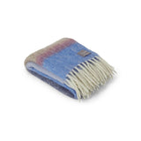 Plaid Mohair Rayures bleu, azur & camel - Pigments