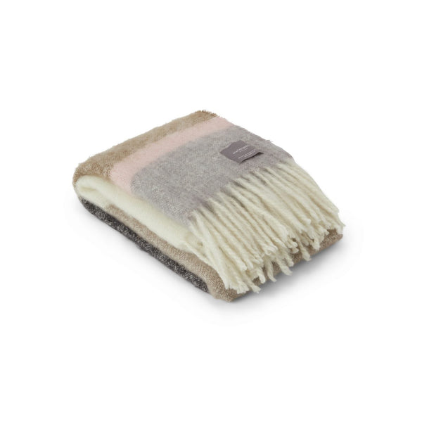 Plaid Mohair Rayures Brun, Noir & Rose - Pigments